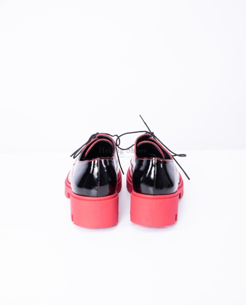 Pantofi dama din piele naturala neagra talpa rosie