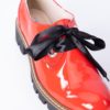 Pantofi dama, piele naturala lacuita rosie, cu funda