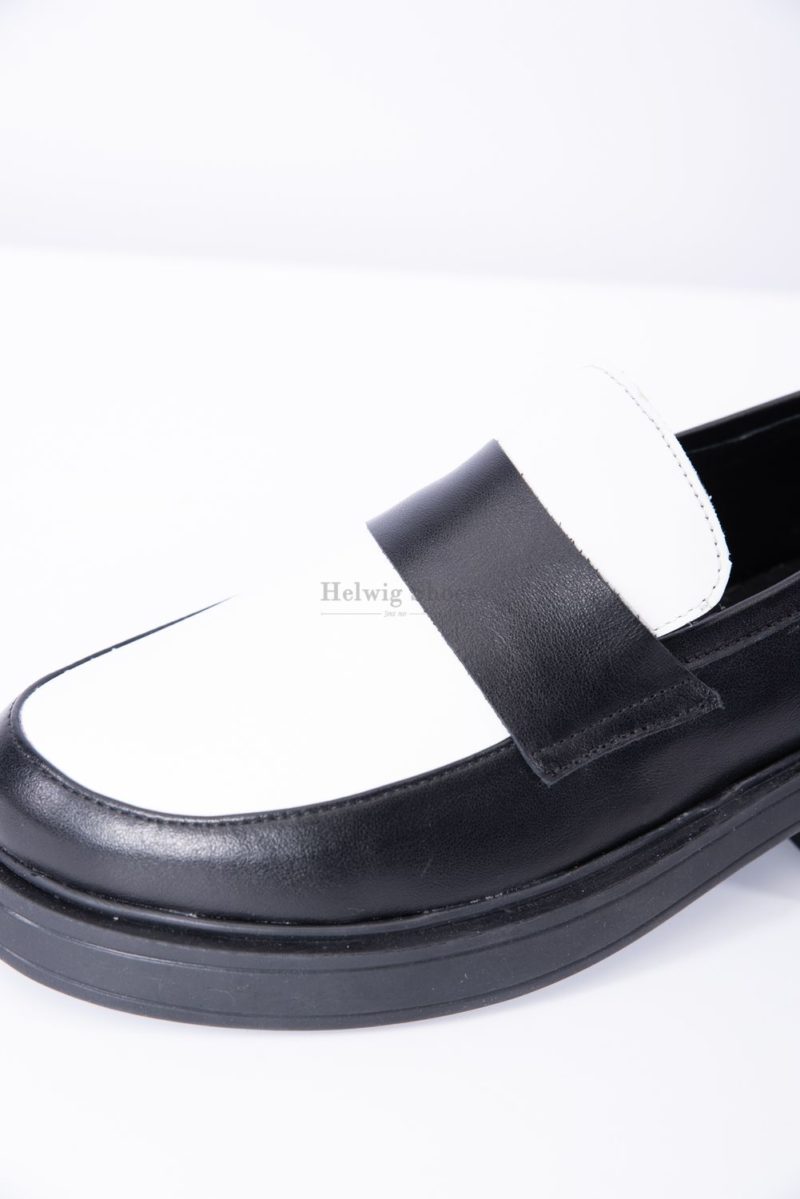 Pantofi dama piele naturala neagru cu alb