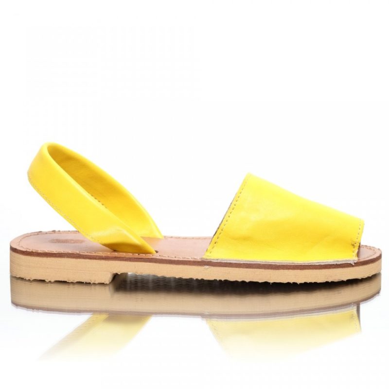 Sandale din piele naturala galben-lamaie