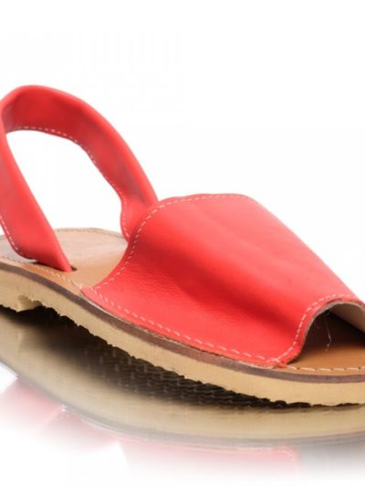 Sandale din piele naturala rosu-corai