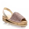 Sandale din piele naturala glitter auriu-rose