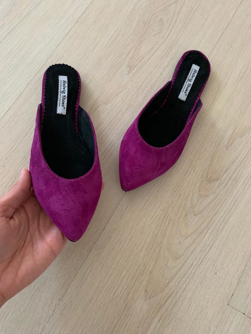 Papuci dama violet din piele naturala