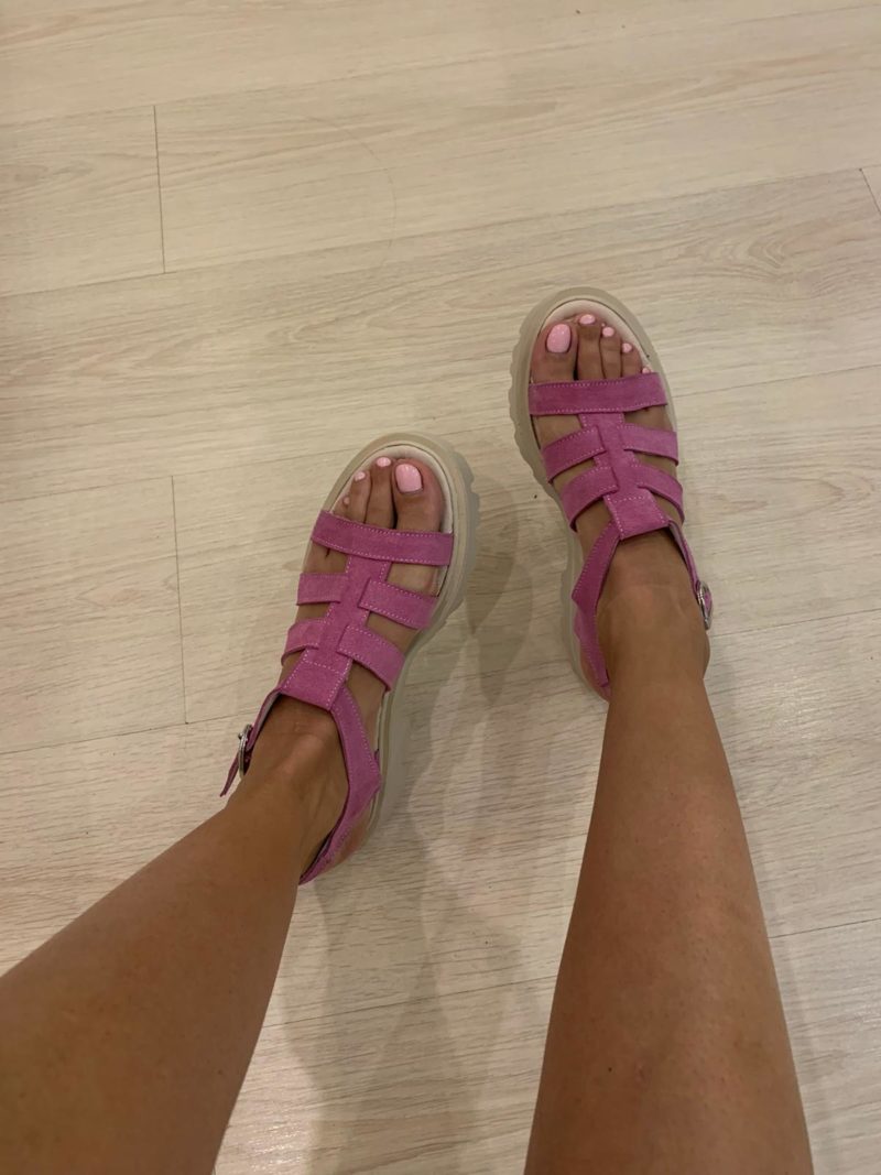 Sandale dama roz din piele naturala